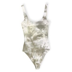 House of Harlow 1960 Ribbed Cream + Olive Bodysuit